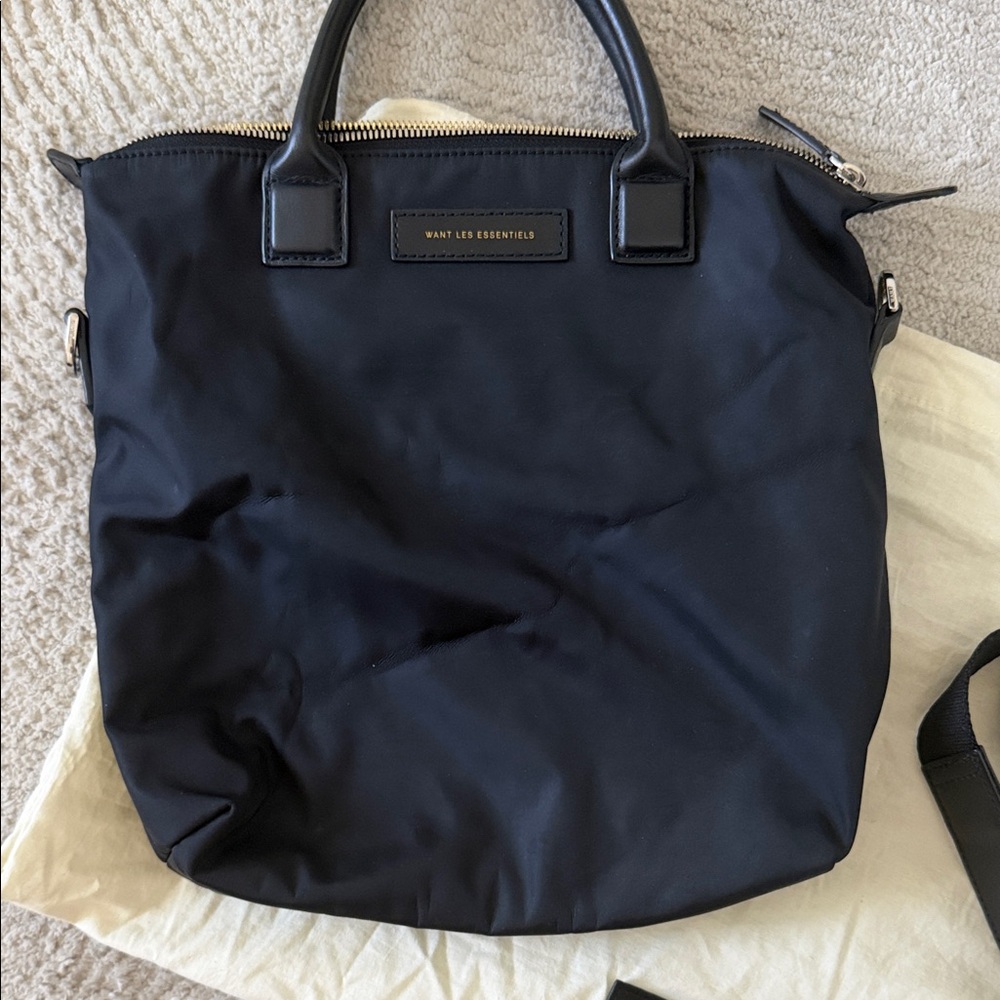 WANT Les Essentiels Black Nylon Tote with Leather Handles